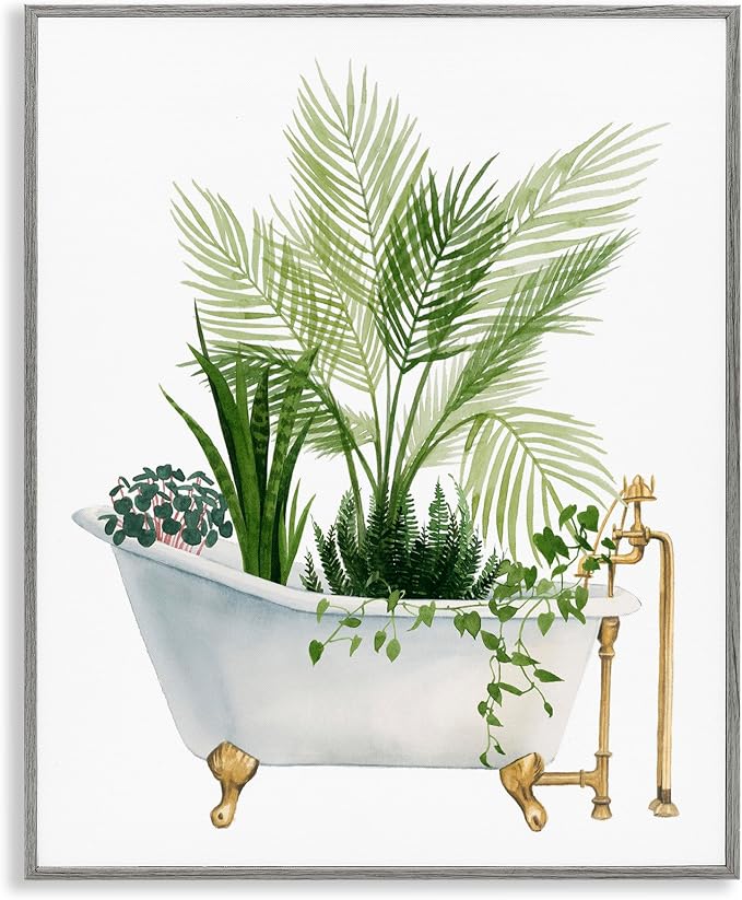 Vintage Tub Botanical, 16 x 20 Inch Framed Giclée Print | Stupell Industries · By Grace Popp · Ready to hang · Great for bathroom or laundry room · Made in USA