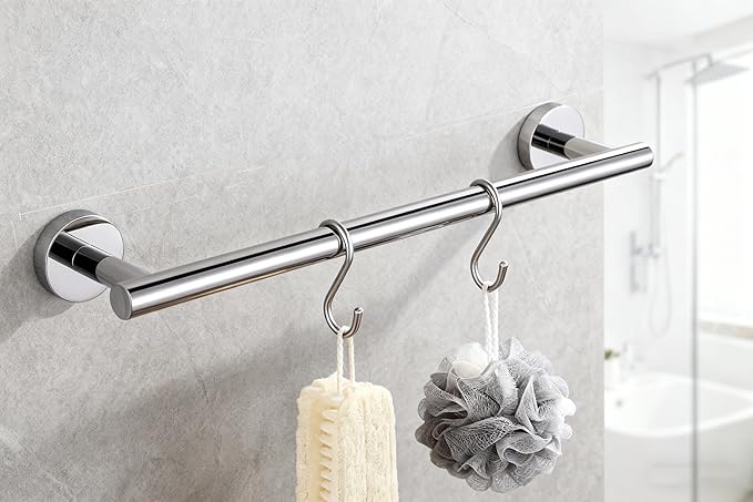 SEIDO 9 Inch Polished Chrome Hand Towel Holder for Bathroom & Kitchen, Space-Saving Small Towel Bar w/ 6.7" Usable Length, 304 Stainless Steel Chrome Towel Rack Wall Mount, No-Assembly & All Hardware