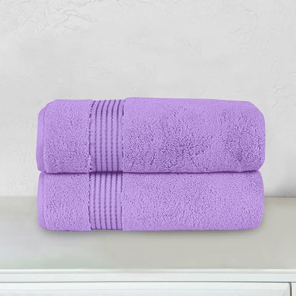 Elegant Comfort Premium Turkish Cotton 2 Pack Bath Towel Set - 27 x 54 inch, Luxurious Hotel Spa Quality 100% Turkish Cotton 2PC Bath Towel Set - Highly Absorbent - Soft Bathroom Towels, Lilac