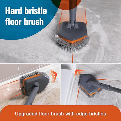 CLEANHOME Tub Tile Scrubber Brush for Cleaning Shower Tile Floor,Bathtub | 3 Different Function Cleaning Pads,56" Extendable Long Handle,No Scratch