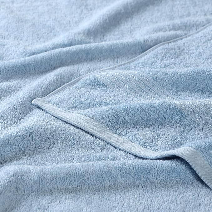 Superior Egyptian Cotton Bath Towel Set, Home Bathroom Towels, Master, Guest Bath, Decor Essentials, Quick Dry, Absorbent, Large Body Towels, Spa, Hotel, Resort, Adult, Kids, Set of 2, Light Blue