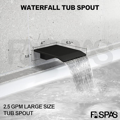 Shower System with Tub Spout, 10-Inch High-Pressure Rain Showerhead and Handheld Combo, Matte Black Shower Faucet Set with Rough-in Valve and Trim, Wall Mounted 3-Way Shower Set