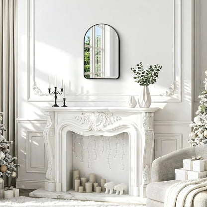 BONEWEI Arched Wall Mirror,18x24 inch Black Arched Mirror Bathroom,Vanity Mirror for Over Sink Metal Frame,Tempered Glass Arch Mirrors for Bedroom,Entryway,Living Room,Home Decor Shatter-Proof