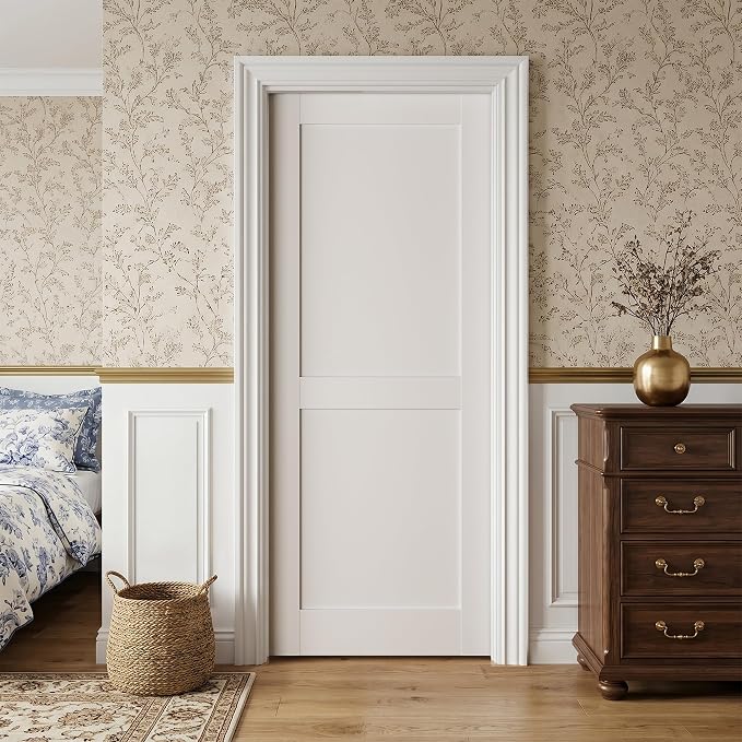 SMARTSTANDARD 32" x 80" Sliding Pocket Interior Door, Solid Core Door Slab | 2-Panel Pre-Assembled Door Slab with Soft Close Pocket Door Frame Kit, Easy Install, Durable and Smooth