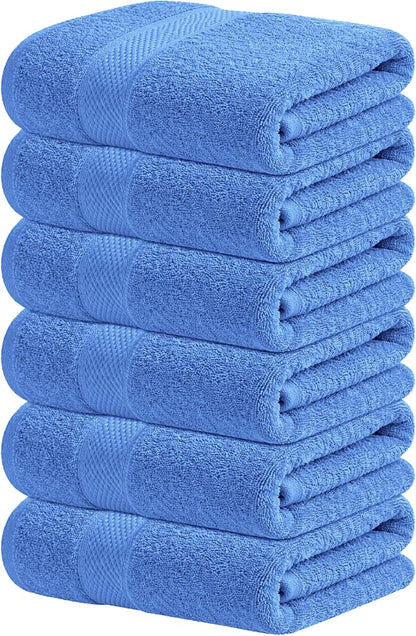 Infinitee Xclusives Blue Hand Towels for Bathroom - Set of 6 (16x28 inches) 600 GSM, 100% Cotton Ultra Soft, Quick Drying, Hotel Quality Hand Towel Set (Eloquent Blue)