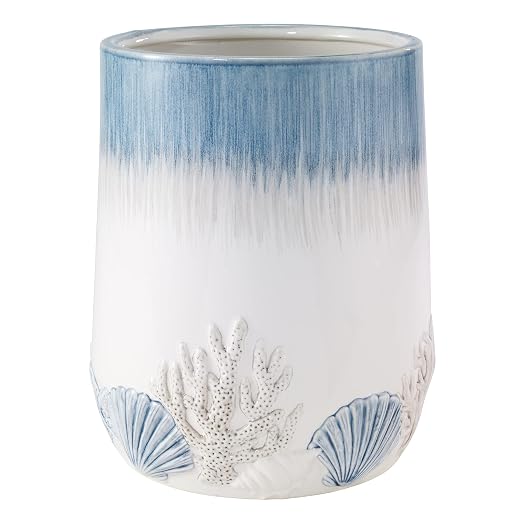 Avanti Linens - Wastebasket, Decorative Trash Can, Guest Bathroom Essentials, Coastal Inspired Home Decor (Abstract Coastal Collection)