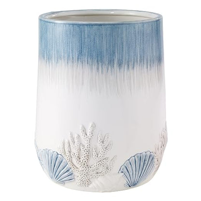 Avanti Linens - Wastebasket, Decorative Trash Can, Guest Bathroom Essentials, Coastal Inspired Home Decor (Abstract Coastal Collection)