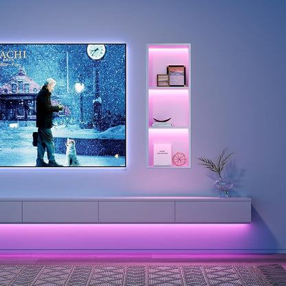 3-Tier 12x36Inch Wall Niche with RGB Lights, White Recessed Stainless Steel Shower Niche with RGB Colorful Remote Control, NO Tile Needed Bathroom Storage Organizer Waterproof