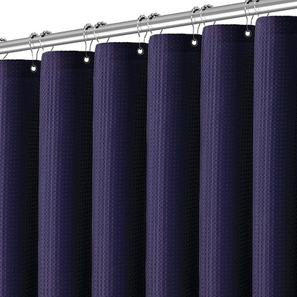 Purple Shower Curtain - Waffle Weave Fabric Heavy Duty Shower Curtain for Bathroom, Water Repellent Weighted 256GSM Hotel Quality Machine Washable Bath Curtains with 12 Hooks, 72Wx72H