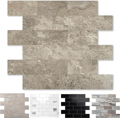 2026 New Upgrade Peel and Stick Backsplash Tile, Peel and Stick 11.34" X 11.57" Wall Tile for Kitchen, Bathroom, Fireplace, Laundry (Brownish Stone, 1 Pack)