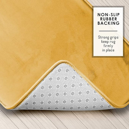 Clara Clark Bathroom Rugs, Velvet Memory Foam Bath Mat, Non-Slip, Machine Washable Bath Rugs - Dries Quickly, Ultra Soft Plush Bath Mats for Bathroom, 17 x 24, Camel Gold