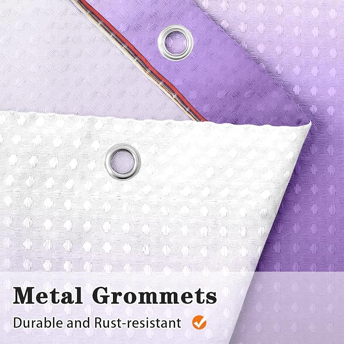Shower Curtain Set, for Bathroom Decor 72" x 72", Ombre Lavender | Gradient Waffle Modern Waffle Textured Cloth Waterproof Matching Window Shower Curtain 36 x 30 Inches
