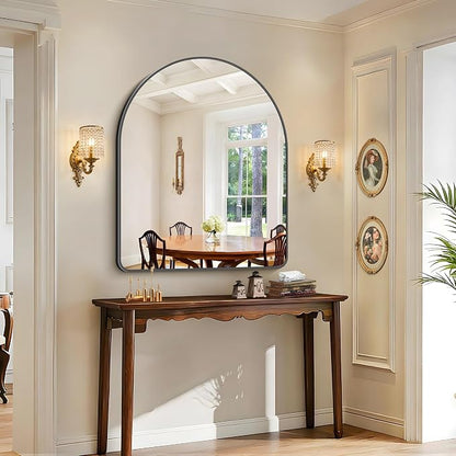 FORBATH Arched Wall Mirror 40"x48", Large Arch Bathroom Mirror Black Aluminum Wide Frame for Decor Dresser Mirror for Bedroom Living Room Entryway, Hanging or Leaning Against Wall