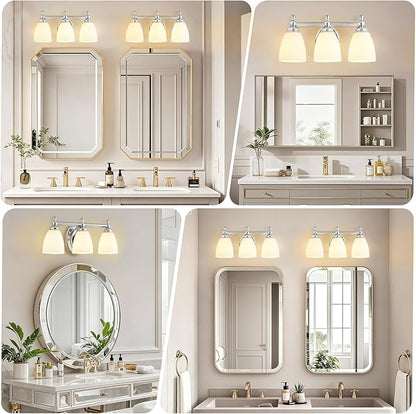 Bathroom Light Fixtures, 3 Light Bathroom Lighting Fixtures Over Mirror Wall Mounted Lighting Chrome Vanity Light for Living Room Cabinet