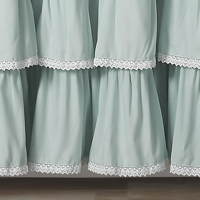Lush Decor Lace Ruffle Shower Curtain Single 72" W x 72" L Blue - Blue Shower Curtains for Bathroom - Ruffle Bathroom Curtain - Coquette Bathroom Decor