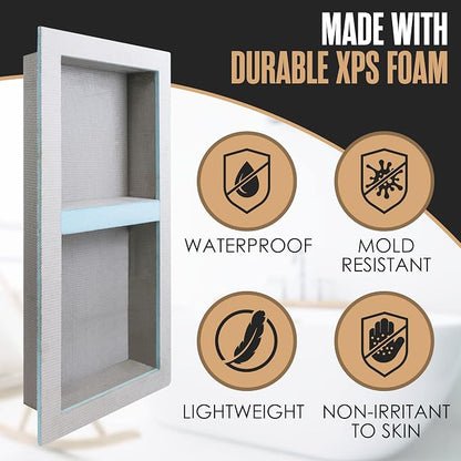 Shower Niche, Shower Niche Insert Tile Ready, 12x28 (13x29), Prefab Box | Houseables Recessed Bathroom Storage, In Wall Shelf, Cubby Inserts, Recessed Shampoo Soap Caddy, Inset Shelves, Built In Nook