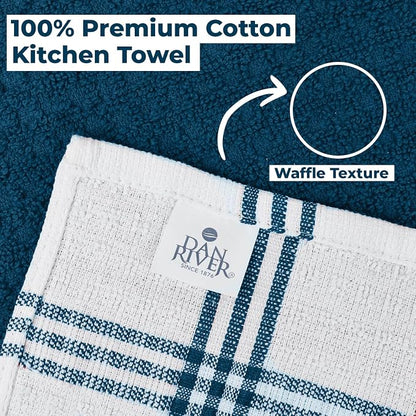 DAN RIVER Blue Opal Kitchen Towels,12 Pack,16x26 Inc Absorbent Dish Towels | 100% Cotton Absorbent Soft cotton kitchen towels for drying dishes, Quick Dry, Dish Towels for kitchen,Tea and Bar towels set