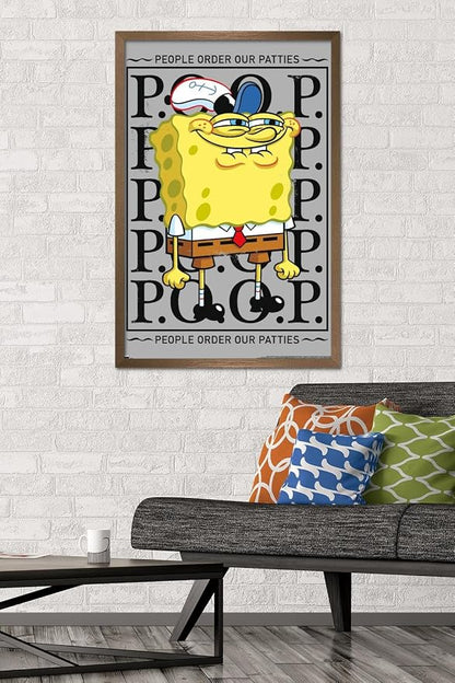 Trends International Nickelodeon Spongebob - P.O.O.P. Wall Poster, 34L x 22.4W, Bronze Framed Version