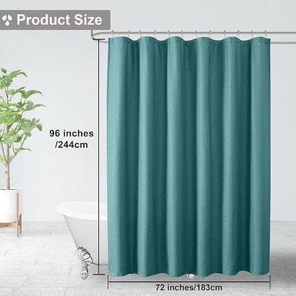 OVZME Extra Long Turquoise Shower Curtain 72 x 96 Inch, 3D Embossed Texture Fabric Bathroom Shower Curtain, Large Hotel Bath Curtain with 12 Holes, Washable Cloth Shower Curtains