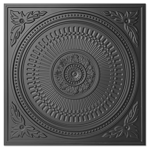 Art3d 12-Pack 2 x 2 ft Drop Ceiling Tiles for Interior Decor, Black | PVC, Waterproof, Lightweight, Shatterproof, Anti-Fade, Compatible with Grid System, Ideal for Kitchen, Bathroom, Basement