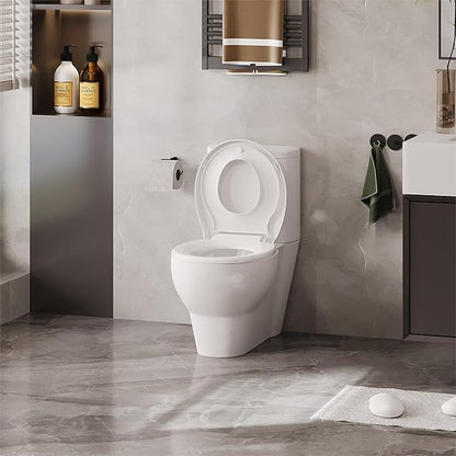 Round Toilet Seat with Toddler Seat Built-In, American Standard, Slow Close Lid, Quick Release Hinges, Non-Slip Bumpers, Easy Install & Clean, Never Loosens Design