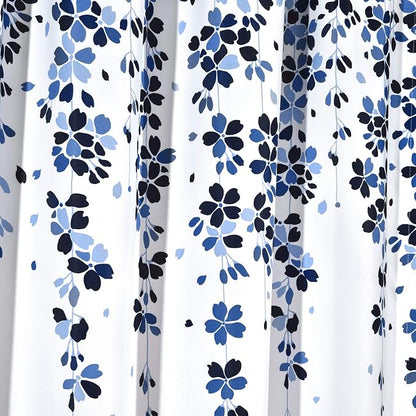 Lush Decor Weeping Flower Light Filtering Window Curtain Panels, Pair, 52"W x 63"L + 2" Header, Navy & Blue - Charming Modern Floral Curtains for Living Room, Dining Room, & Bedroom
