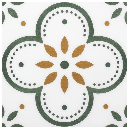Peel & Stick Floor Tiles Self Adhesive Vinyl Flooring for Kitchen Bathroom Laundry Room Pet House Fireplasce 8"x8" 10 Sheets Removable Floor Stickers Home Decor DIY (Green)