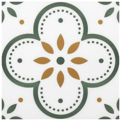 Peel & Stick Floor Tiles Self Adhesive Vinyl Flooring for Kitchen Bathroom Laundry Room Pet House Fireplasce 8"x8" 10 Sheets Removable Floor Stickers Home Decor DIY (Green)