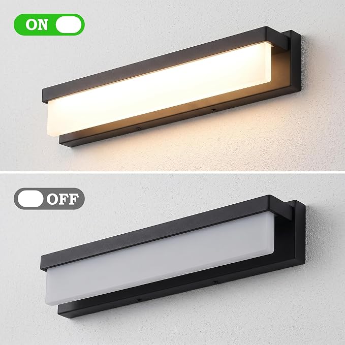 URSOLA LED Bathroom Vanity Light Fixture Over Mirror 24.4 inch Modern Rectangle Black Matte Metal Lighting Bar 4000K Daylight Wall Sconce (Black)