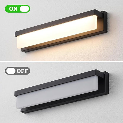 URSOLA LED Bathroom Vanity Light Fixture Over Mirror 24.4 inch Modern Rectangle Black Matte Metal Lighting Bar 4000K Daylight Wall Sconce (Black)