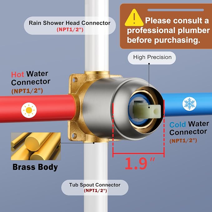 Tub Shower Faucet, Brushed Nickel Shower Faucet Set with 8-Inch All-Metal Rainfall Showerhead and Bathtub Spout, Single-Handle Tub Shower-Trim Kit Included Valve, Brushed Nickel