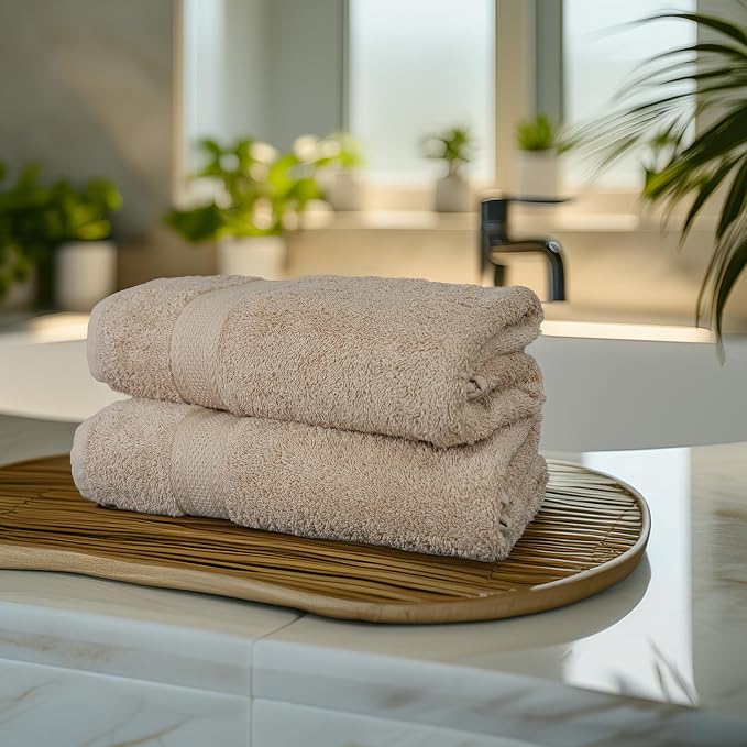Commercial Bulk Pack of 12 Bath Towels – 100% Cotton Terry 24" x 48" – Ideal for Hotels, Salons, Gyms, Spas & Institutional Use – Beige