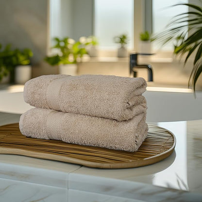 Commercial Bulk Pack of 12 Bath Towels – 100% Cotton Terry 24" x 48" – Ideal for Hotels, Salons, Gyms, Spas & Institutional Use – Beige
