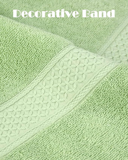 Cleanbear Cotton Bath Towels, 2-Pack, 2 Colors, 55 x 27.5 Inches | Ultra Soft Shower Towels for Daily Use 500GSM Medium Weight, Large Bathroom Towel Set (Light-Gray & Light-Green)