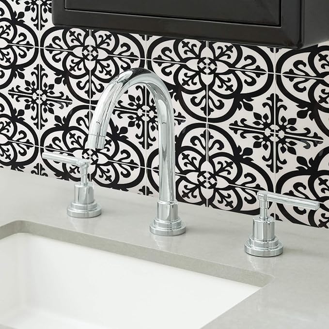 InHome NH2956 Avignon Peel & Stick Backsplash Tiles, Black