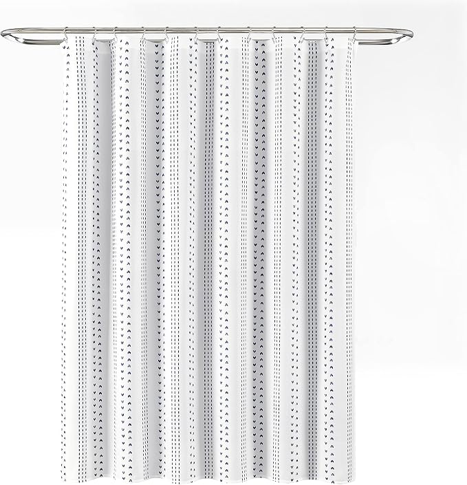 Lush Decor Hygge Stripe Shower Curtain, 72" x 72", Navy & White
