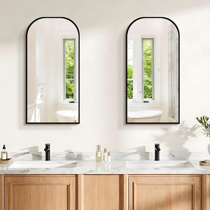 COFENY Bathroom Mirror, 16x32 inch Black Rectangle Wall Mounted Mirror with Thin Frame, Bathroom Vanity Mirrors for Over Sink, Entryway, Living Room, Bedroom