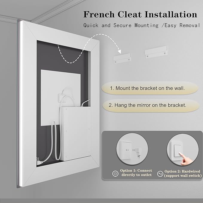 60x40 Inch LED Bathroom Mirror, Backlit and Front Lighted | Large Dimmable Vanity Mirror with Lights, Anti-Fog, Shatterproof, Memory, 3 Colors, ETL Listed
