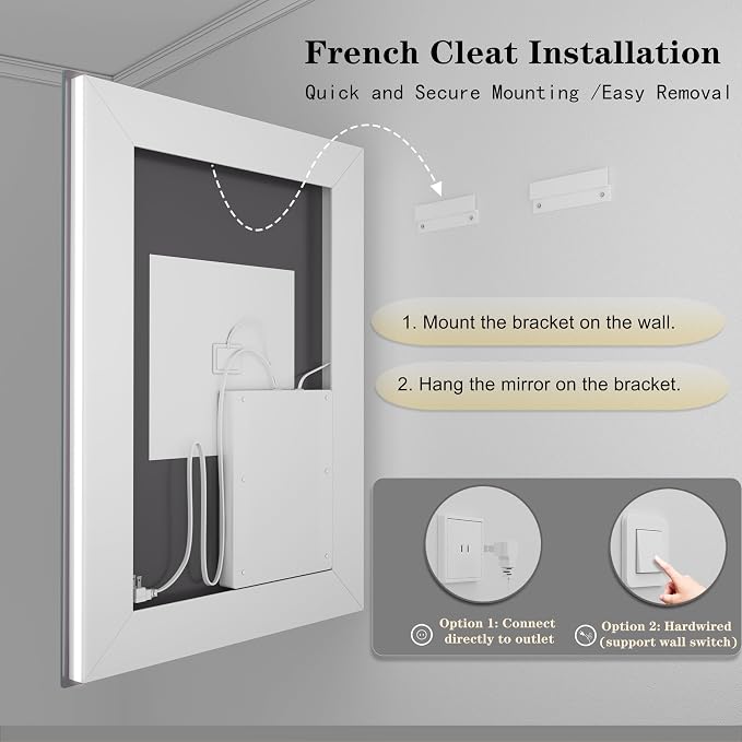 44x30 LED Bathroom Mirror with Backlit and Front Lights | Lighted Bathroom Vanity Mirror for Wall, Anti-Fog, Memory, Shatter-Proof, ETL Listed (Horizontal/Vertical)