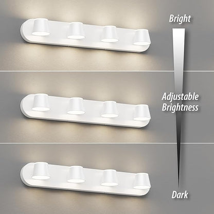 URSOLA 4 Light Bathroom Vanity Light LED White Wall Light Fixtures Up and Down Rotatable Dimmable 27 inch Bathroom Lighting