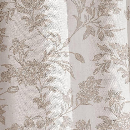 WOUVMA Extra Long Beige Shower Curtain Floral Cotton Linen Cottagecore Shower Curtain for Bathroom 96" L x 72" W
