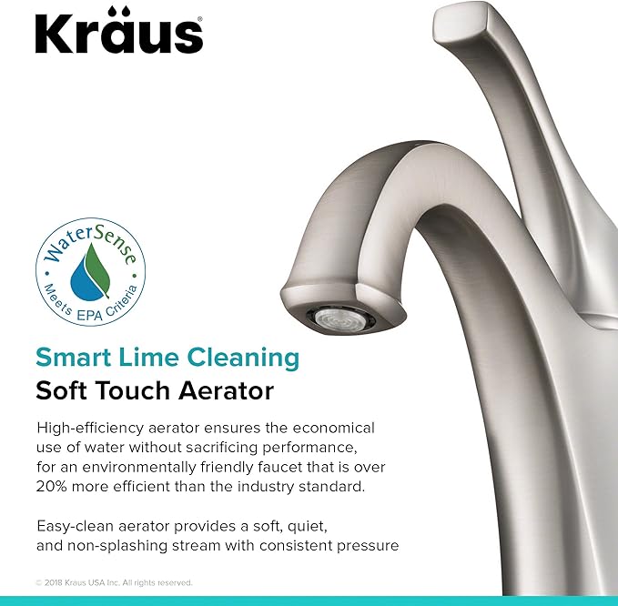 KRAUS KBF-1201SFS Arlo Single Handle Basin Bathroom Faucet with Lift Rod Drain and Deck Plate, Spot-Free All-Brite Stainless Steel (2-Pack)