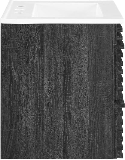 Modway Render 24" Wall-Mount Bathroom Vanity in Charcoal White
