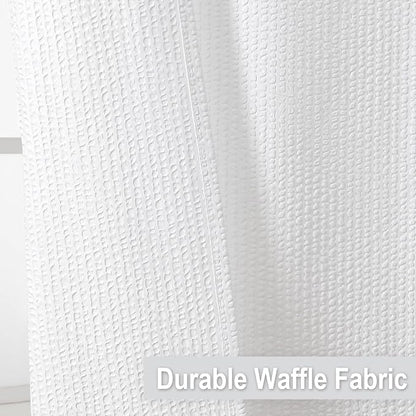 Extra Long Shower Curtain, 72x90 inch Long Embossed Textured Fabric Shower Curtains for Bathroom - Soft Cloth & Hotel Spa Luxury, Water Repellent, Machine Washable Bath Curtain, White