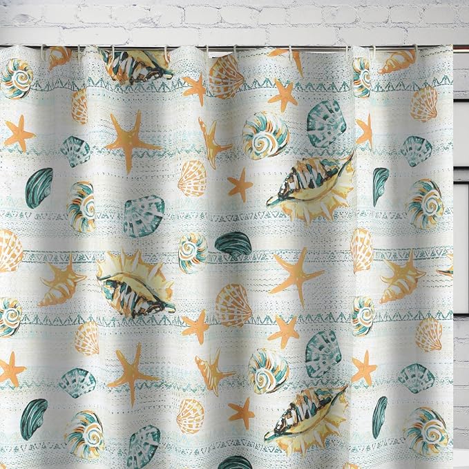 Greenland Home Fashions Fabric Sensations Shower Curtain, Stylish Bathroom Decor, Machine Washable, 72 inches x 72 inches, Kona