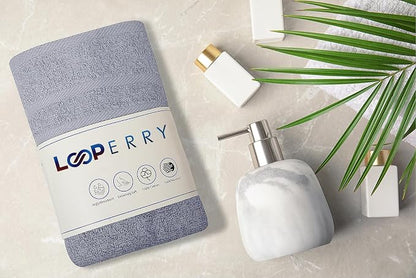 Looperry 6 Pack Small Bath Towel Set - 100% Cotton 23x46 Shower Towels in 450 GSM. Lightweight & Absorbent Quick Dry Gym Towel for Showering, Pet Drying, Spas & Salons. Terry Ringspun Towels (Grey)