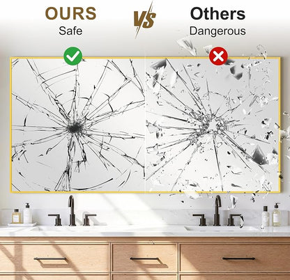Bathroom Vanity Mirror for Over Sink, 60x30 Inch Matte Gold Mirror | Shatterproof Tempered Glass, Anti-Rust Metal Frame, Rectangle Wall Mirrors for Bedroom, Living Room & Entryway