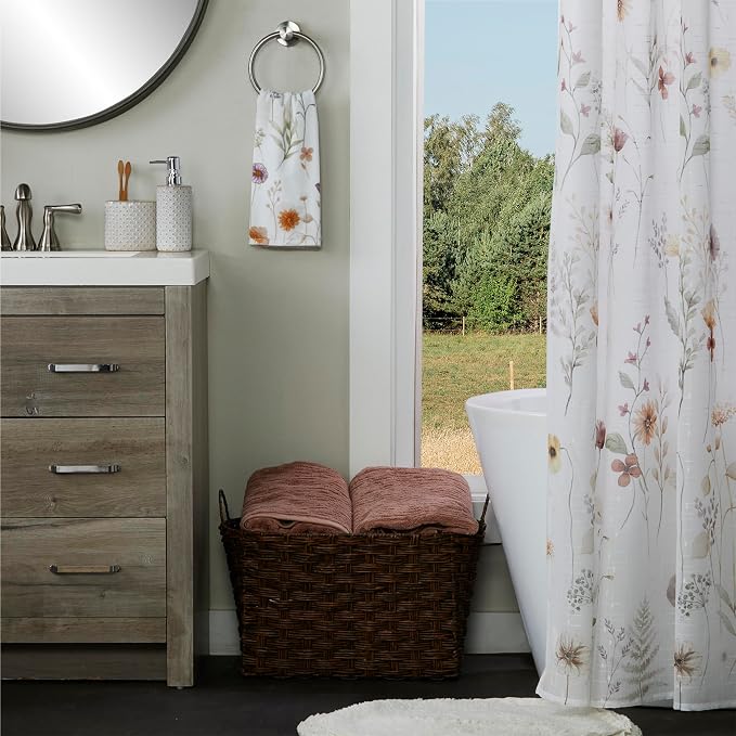 SKL Home Somerset Hand Towel Set-2pc, 100% Cotton, White | Soft & decorative printed velour. For use in the bathroom, kitchen or bar & makes a great gift.