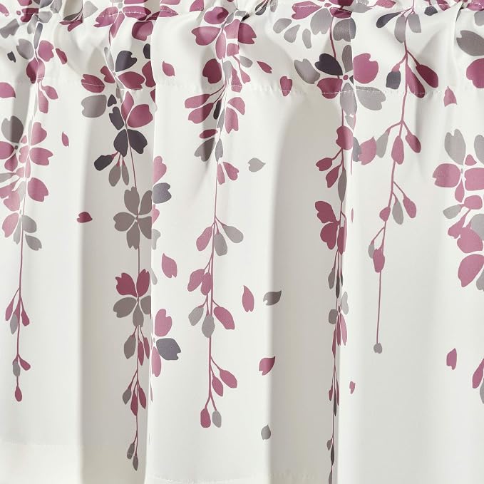 Lush Decor Valance Weeping Flower Light Filtering Window Curtain, Purple & Gray