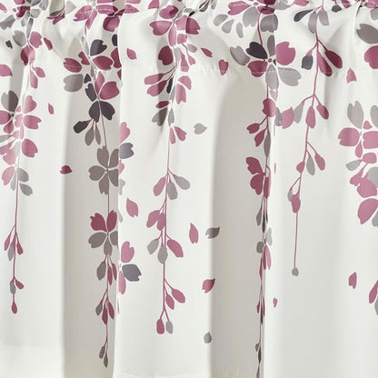 Lush Decor Valance Weeping Flower Light Filtering Window Curtain, Purple & Gray